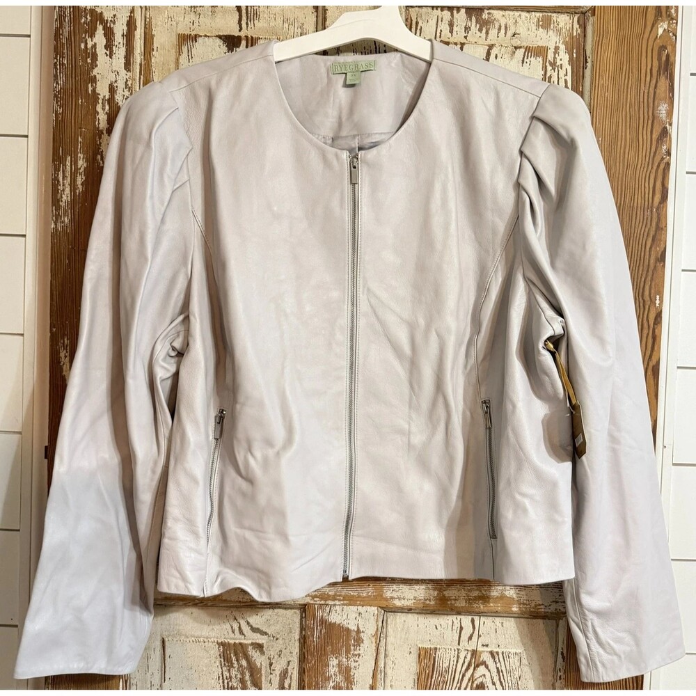 RyeGrass Supple Genuine Leather Jacket - Nimbus Cloud - Size 3X MSRP $300